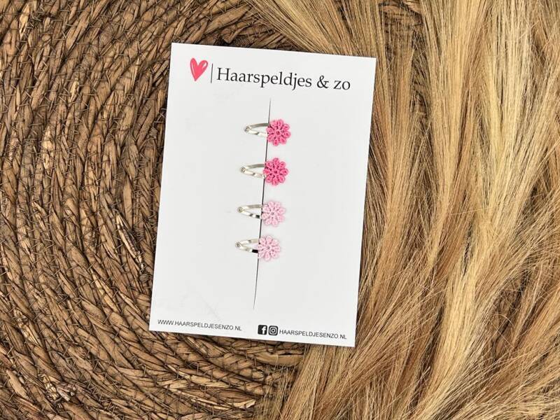 Baby haarspeldjes setje 5 - mini - 2cm groot - voor de eerste lokjes haar – bloemetjes