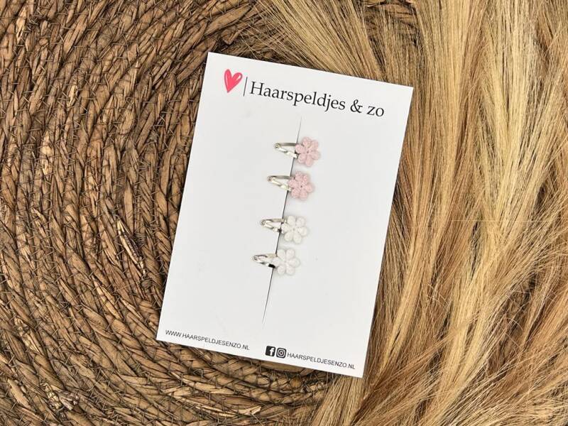 Baby haarspeldjes setje 6 - mini - 2cm groot - voor de eerste lokjes haar – bloemetjes