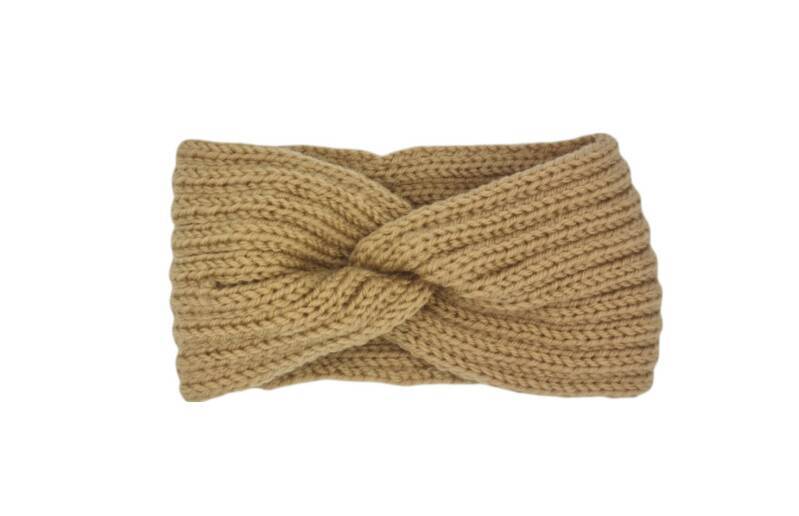 Hoofdband winter - dames - vrouwen - mosterd licht bruin