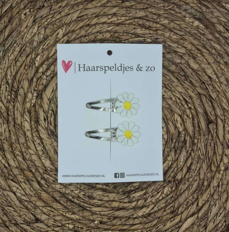Haarspeldje Flower - daisy - madeliefjes - geel — 3 cm / goud