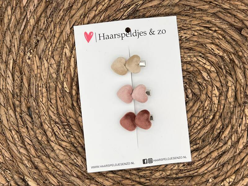 Haarclip hearts setje 1 - hartjes - alligatorclip - haarspeldjes