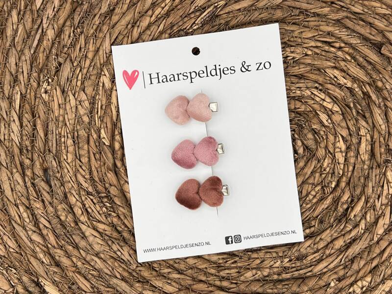 Haarclip hearts setje 3 - hartjes - alligatorclip - haarspeldjes