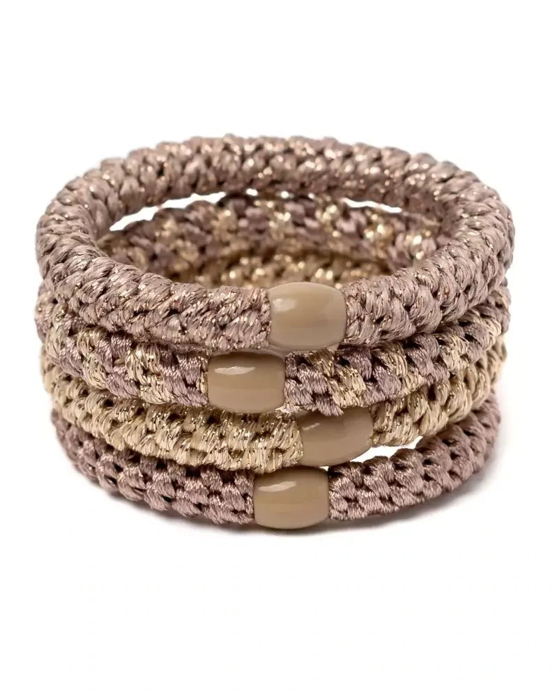 Banditz haarelastiekjes en armbandjes 2 in 1 - set van 4 elastiekjes - dove brown gold - bruin goud- warme tinten