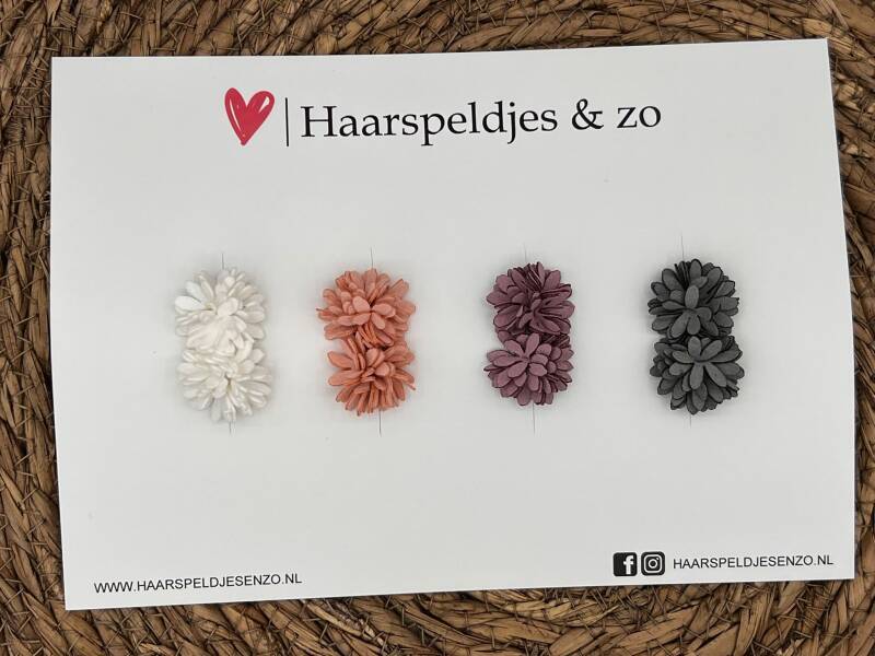 Haarspeldje antislip - baby's - kinderen - meisjes - setje 3 - leren bloemetjes