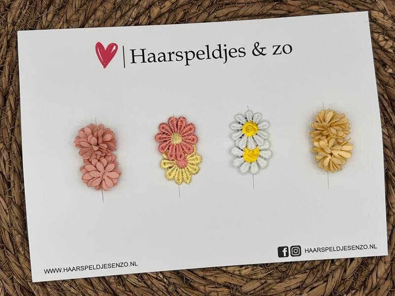Haarspeldje antislip - baby's - kinderen - meisjes - setje 5 - mix bloemetjes