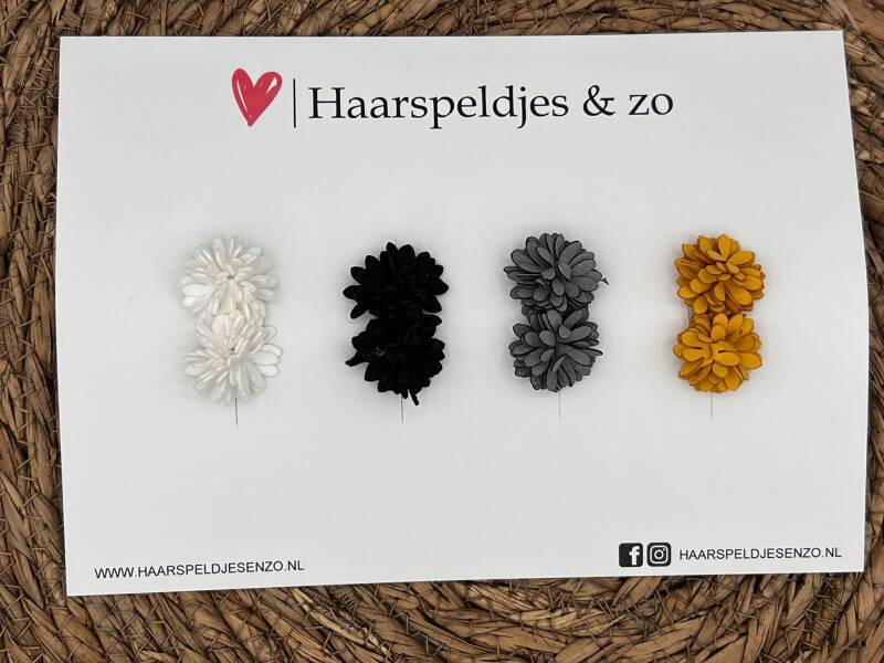 Haarspeldje antislip - baby's - kinderen - meisjes - setje 4 - leren bloemetjes