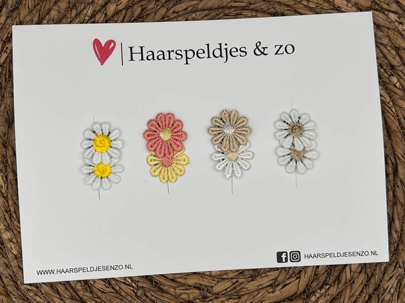 Haarspeldje antislip - baby's - kinderen - meisjes - setje 7 - mix bloemetjes