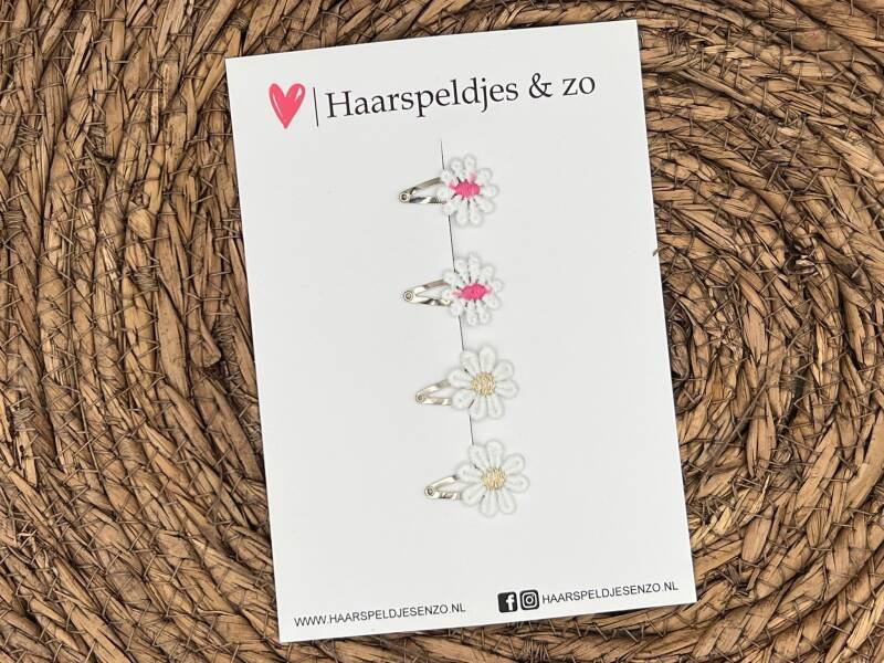 Baby haarspeldjes setje 7 - mini - 2cm groot - voor de eerste lokjes haar – bloemetjes