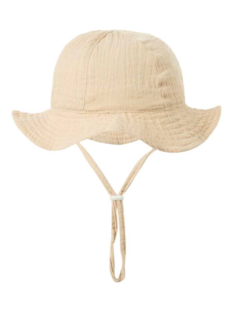 Zomerhoed baby - dreumes - meisje - jongen - zonnehoed - zomer - hydrofiele stof - katoen - khaki/taupe