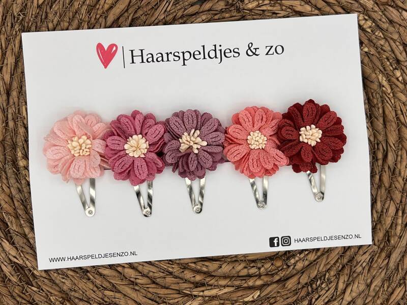 Haarspeldjes Blossem setje 10 - bloemen in bloei - roze tinten — 3 cm speldjes