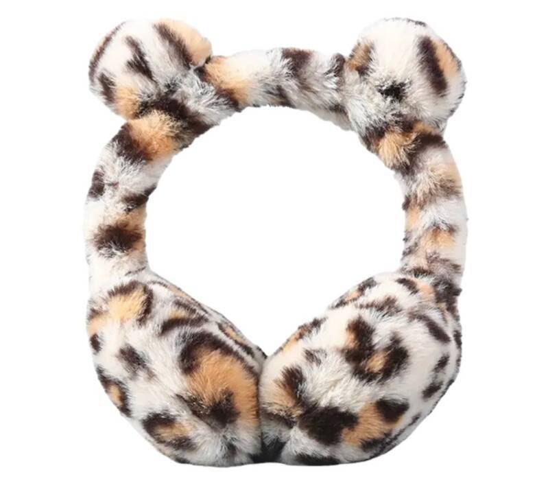 Oorwarmers kind - winter - warm - meisjes - panter - leopard - lichtbruin