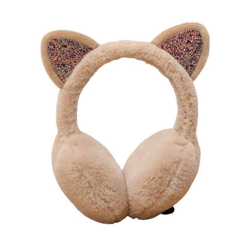 Oorwarmers kind - winter - warm - meisjes - kattenoortjes - khaki