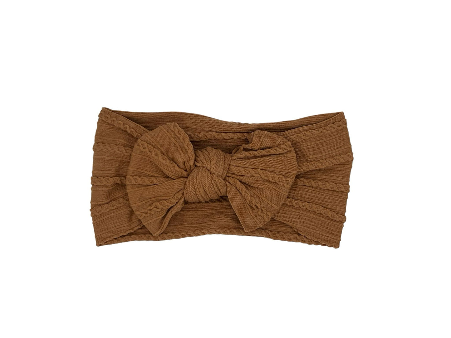 Baby headband - hairband - girls - elastic - with knot and bow - brown