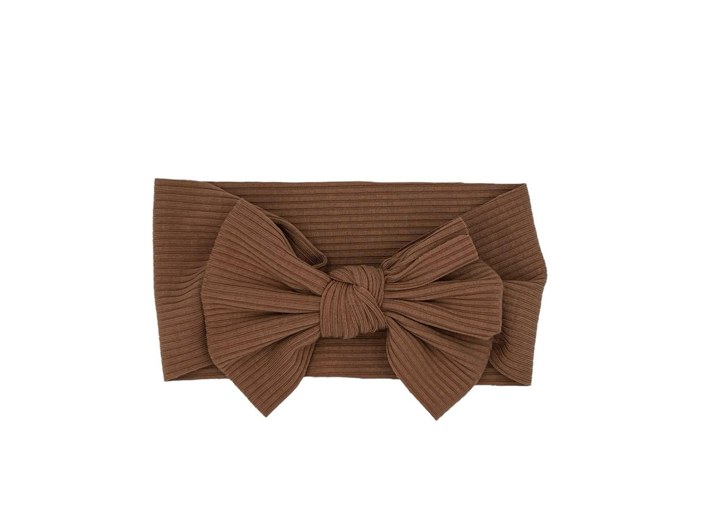 Bandeau bébé - élastique - avec nœud et ruban - marron