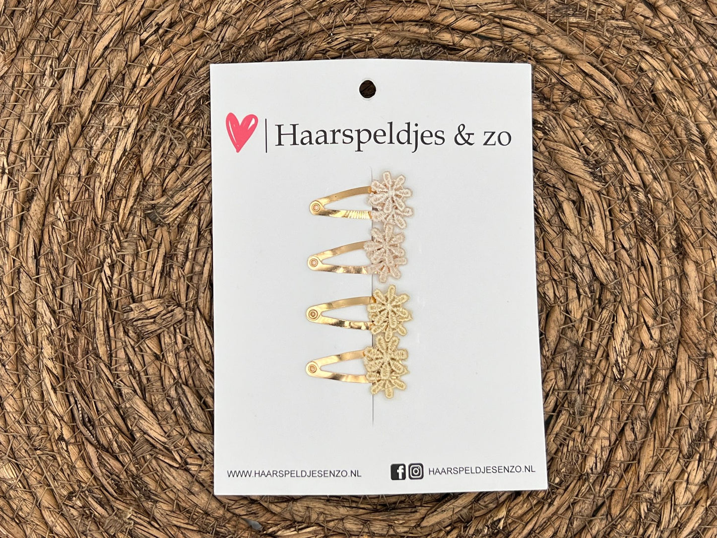 Haarspeldjes flower setje 9 - met een lief klein bloemetje - beige/khaki — 3 cm speldjes