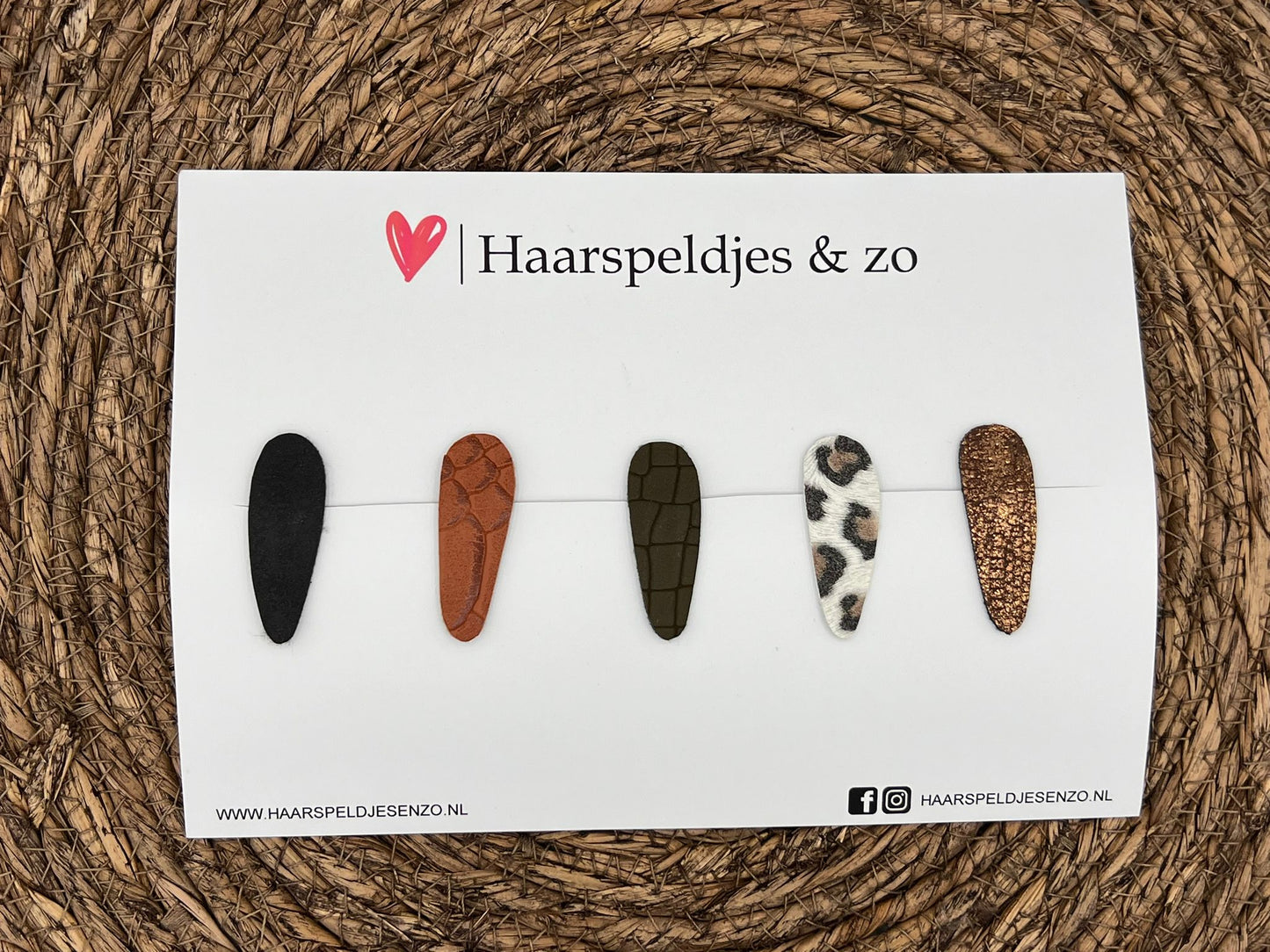 Lot de 4 pinces à cheveux Lott - pinces en simili cuir - pinces de 4 cm