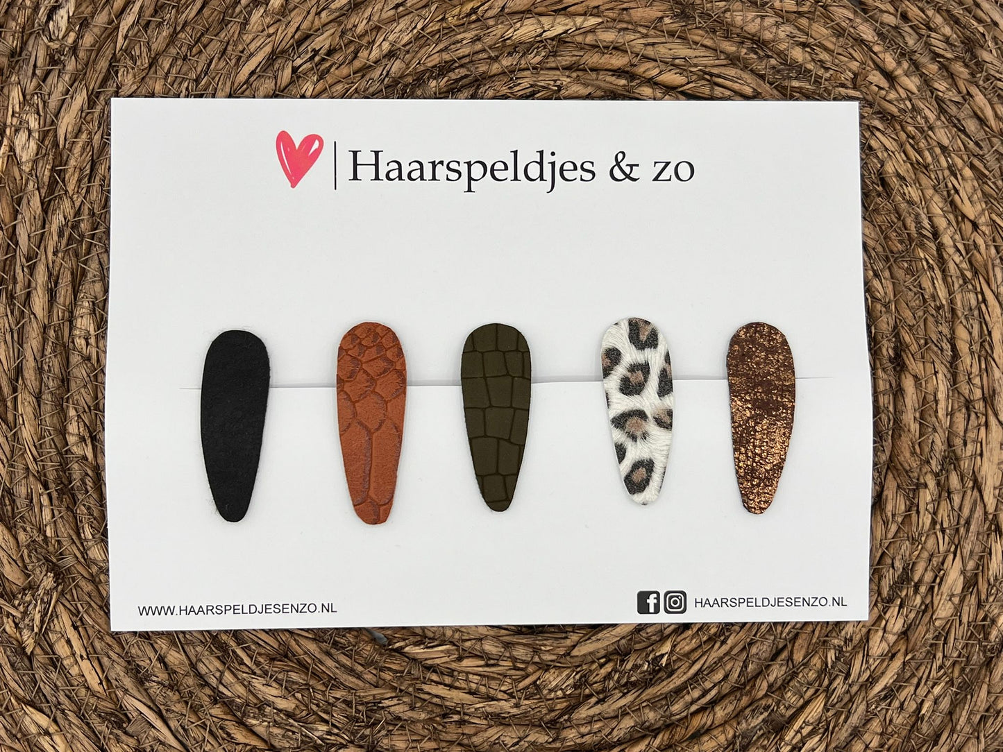 Lot de 4 pinces à cheveux Lott - pinces en simili cuir - pinces de 5 cm