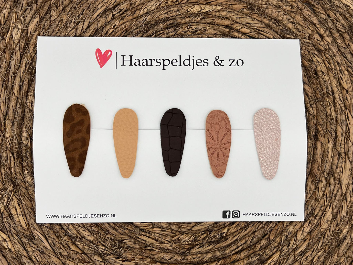 Lot de 7 pinces à cheveux Lott - pinces en simili cuir - pinces de 5 cm