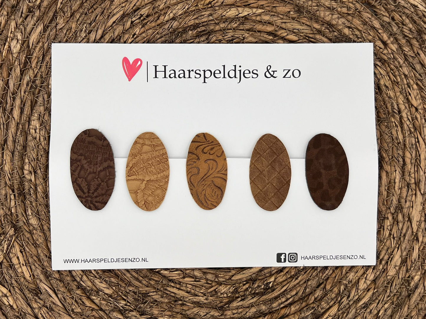 Hairclips 'Yara' set of 3 - clip with imitation leather - 5 cm clips