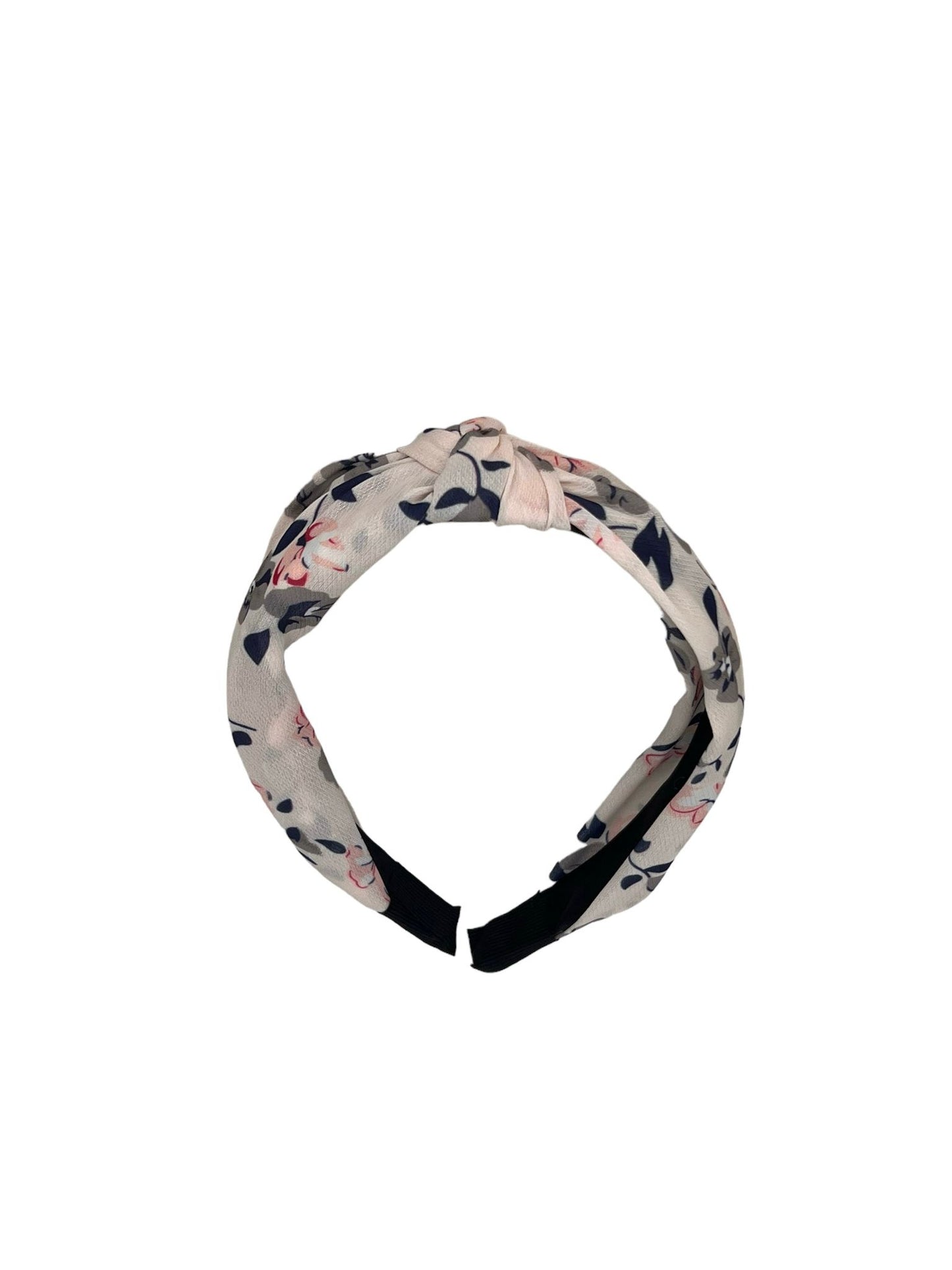 Diadeem - stof - haarband - met bloemetjes - wit met blauw