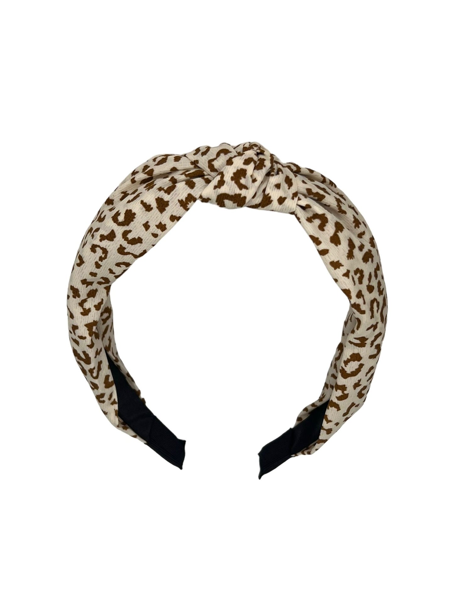 Diadeem - stof - haarband - met panterprint - beige met cognac