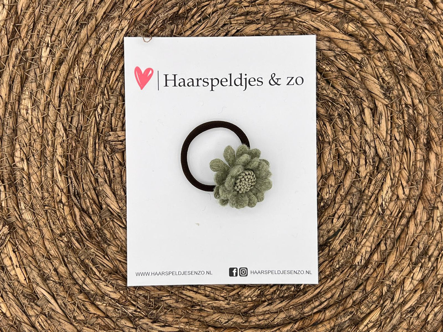 Elastiek - per stuk - hippe kleuren - met bloem - meisjes - blossem - groen