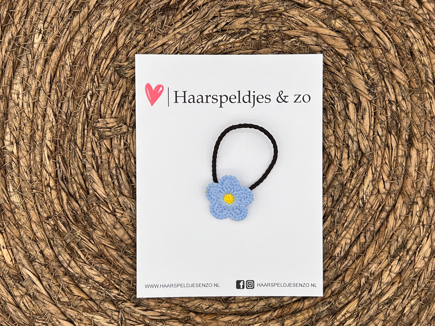 Elastiek - per stuk - hippe kleuren - met bloem - meisjes - blossem - blauw