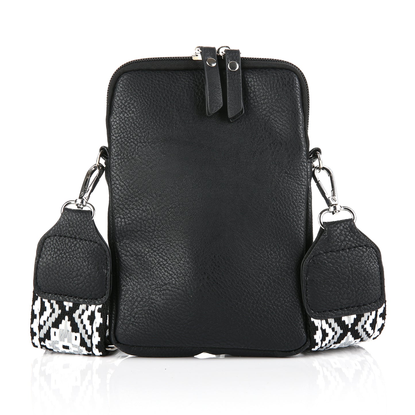 Schoudertas Tess black - tas van imitatieleer - zwart - verwisselbare schouderband - BG564