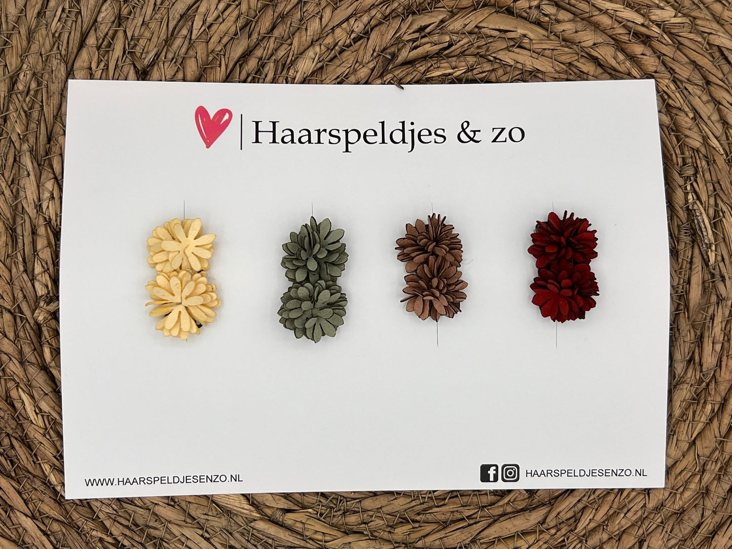 Haarspeldje antislip - baby's - kinderen - meisjes - setje 1 - leren bloemetjes