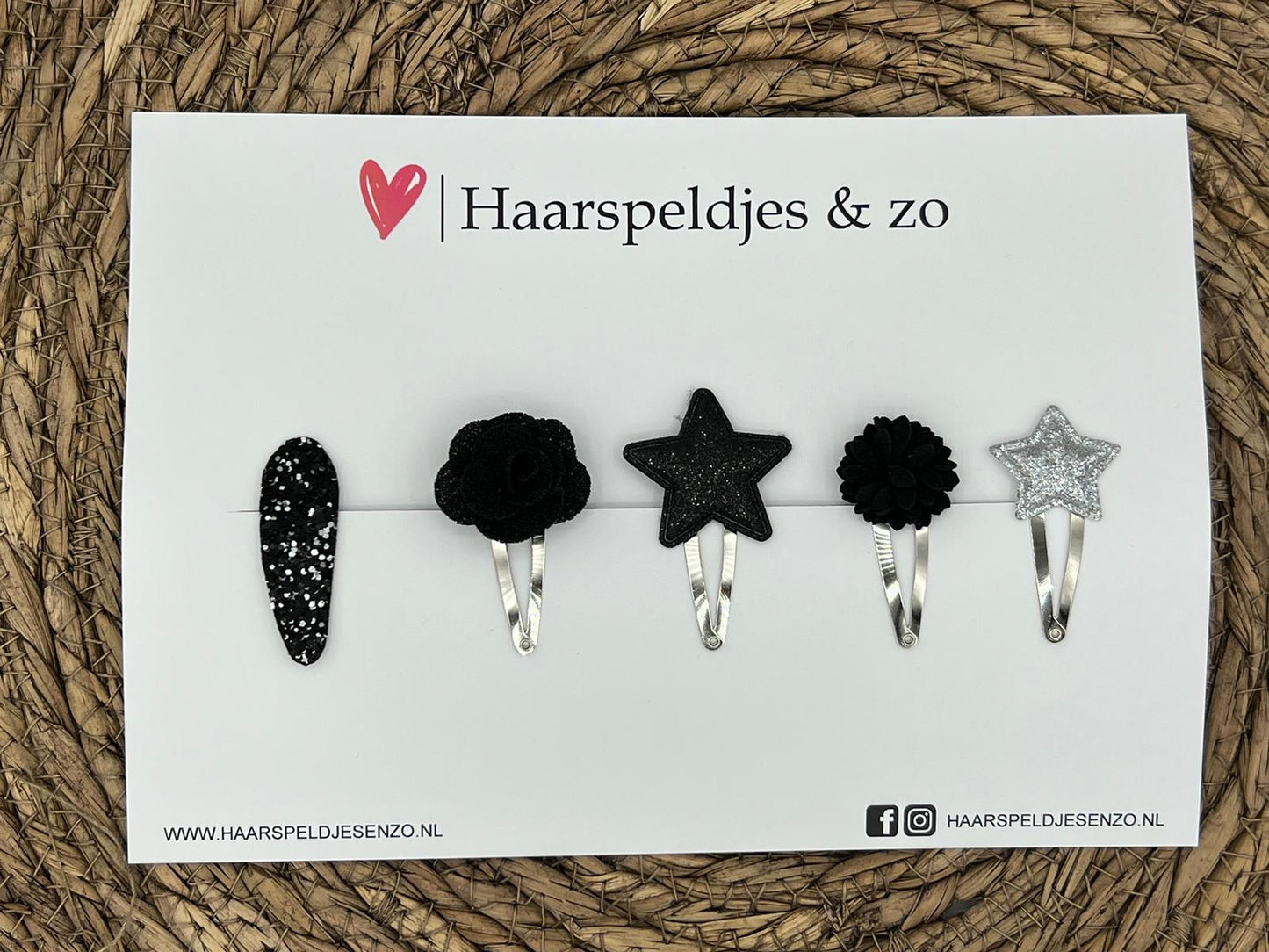 Try-out mix 48 - application - mix of different pins - black/silver - glitter - Christmas - holidays - 4 cm pins