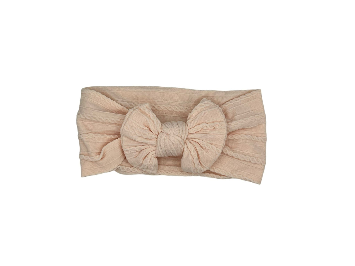 Baby headband - hairband - girls - elastic - with knot and bow - baby pink