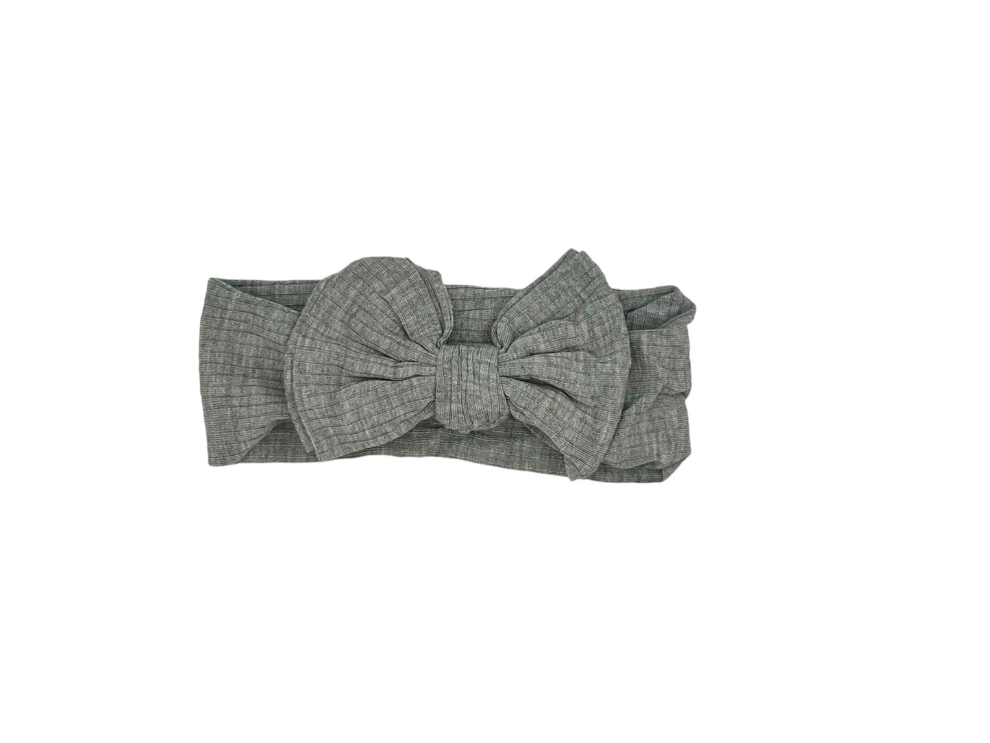 Baby hoofdband - haarband - meisjes - elastisch - met knoop en strik - grijs