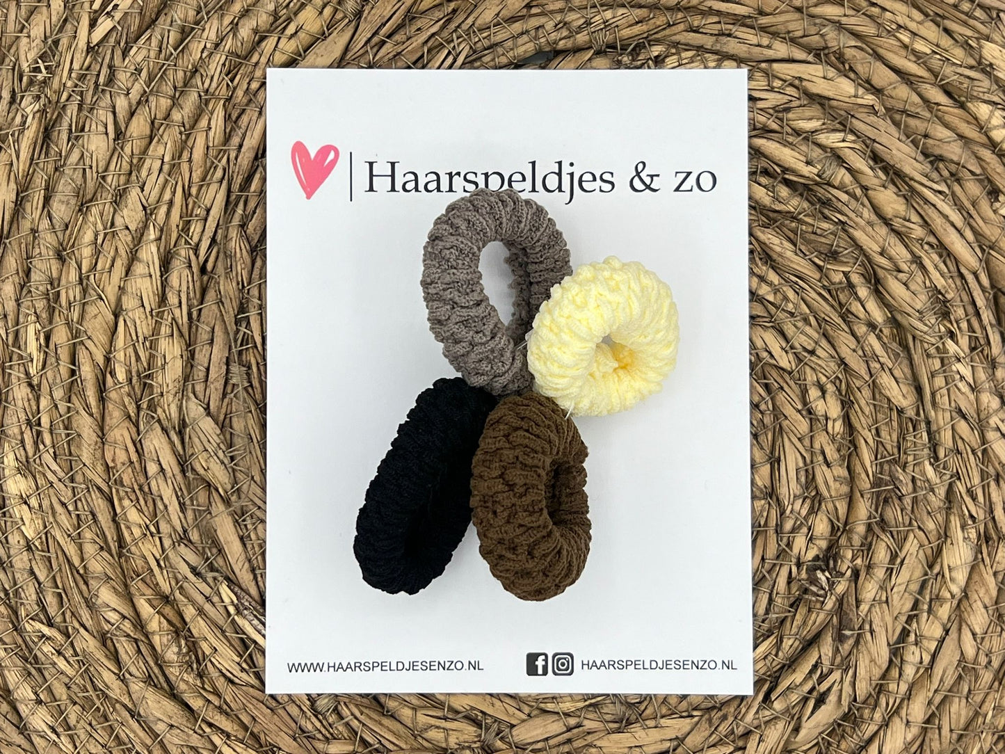 Élastiques à cheveux - lot de 4 élastiques tressés - crème, gris-brun et noir