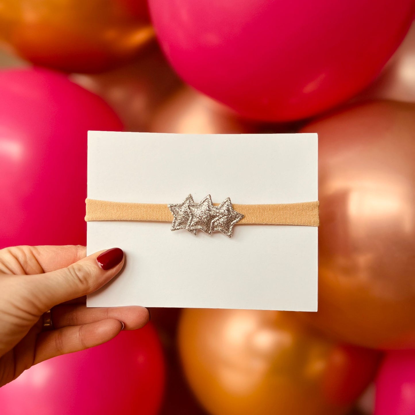 Bandeau bébé élastique à étoiles argentées pailletées - Noël