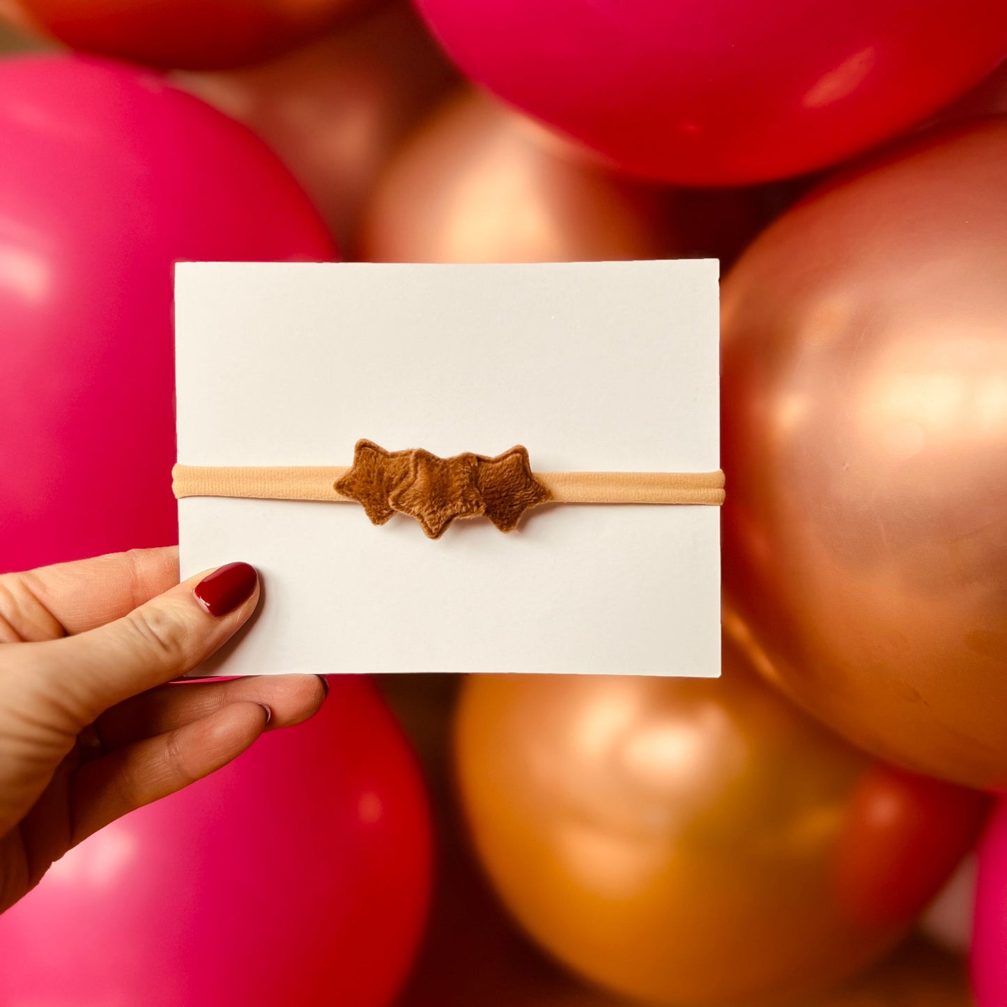 Baby haarbandje - elastiek - met sterretjes - zachte stof - kerst – feestdagen - bruin
