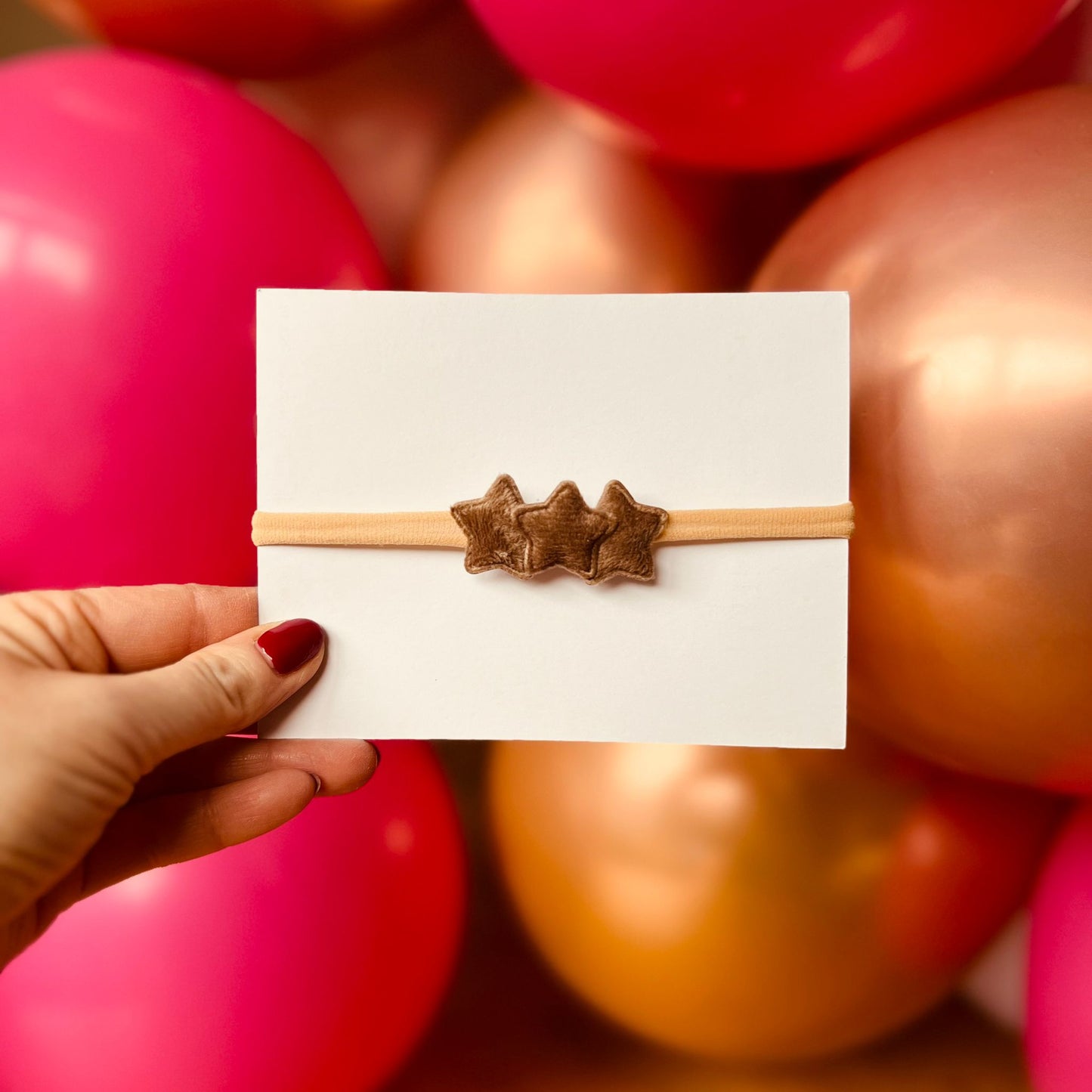 Bandeau pour bébé - élastique - avec étoiles - tissu doux - Noël - fêtes de fin d'année - gris/marron