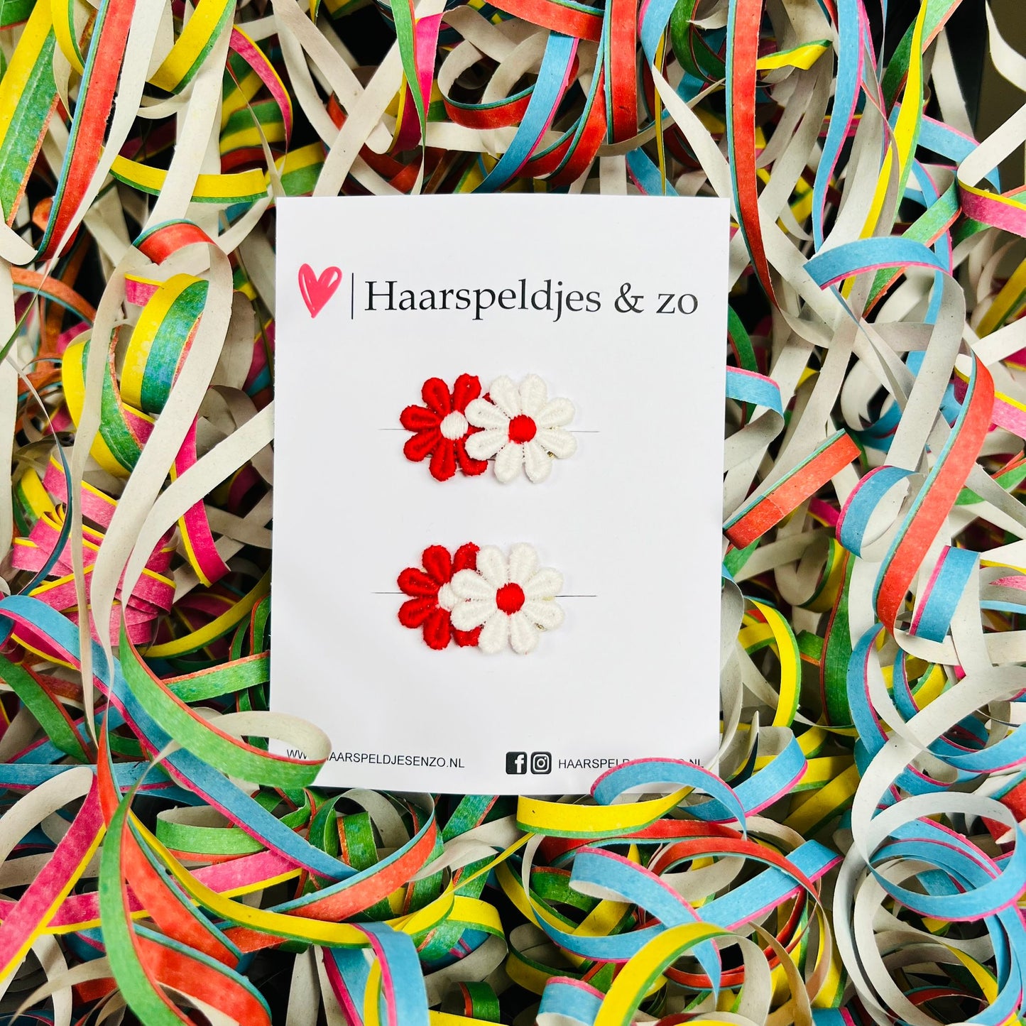 Carnaval antidérapant – Ut Malse Arckeldurp – rouge et blanc – accessoires pour cheveux – bébés – filles