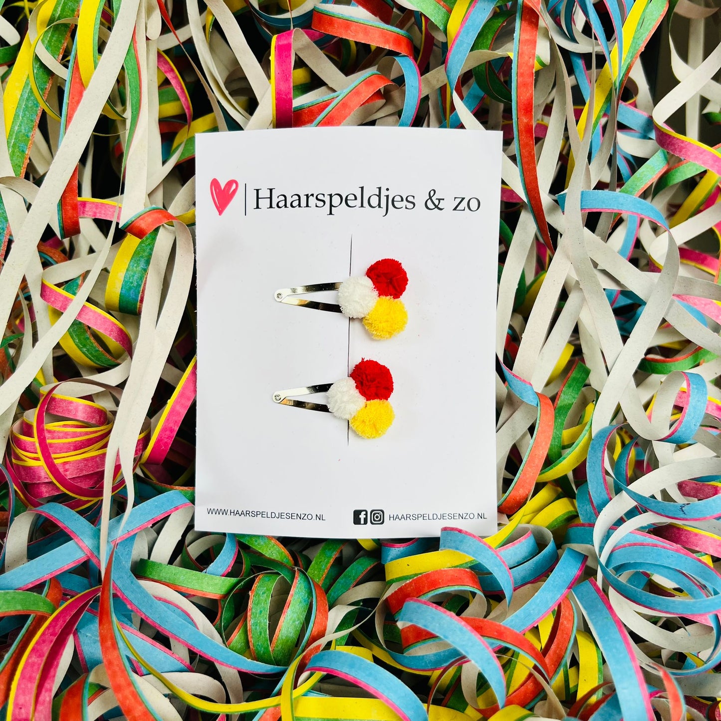 Pompons Oeteldonk sur épingles à clipser - carnaval - épingles 4 cm