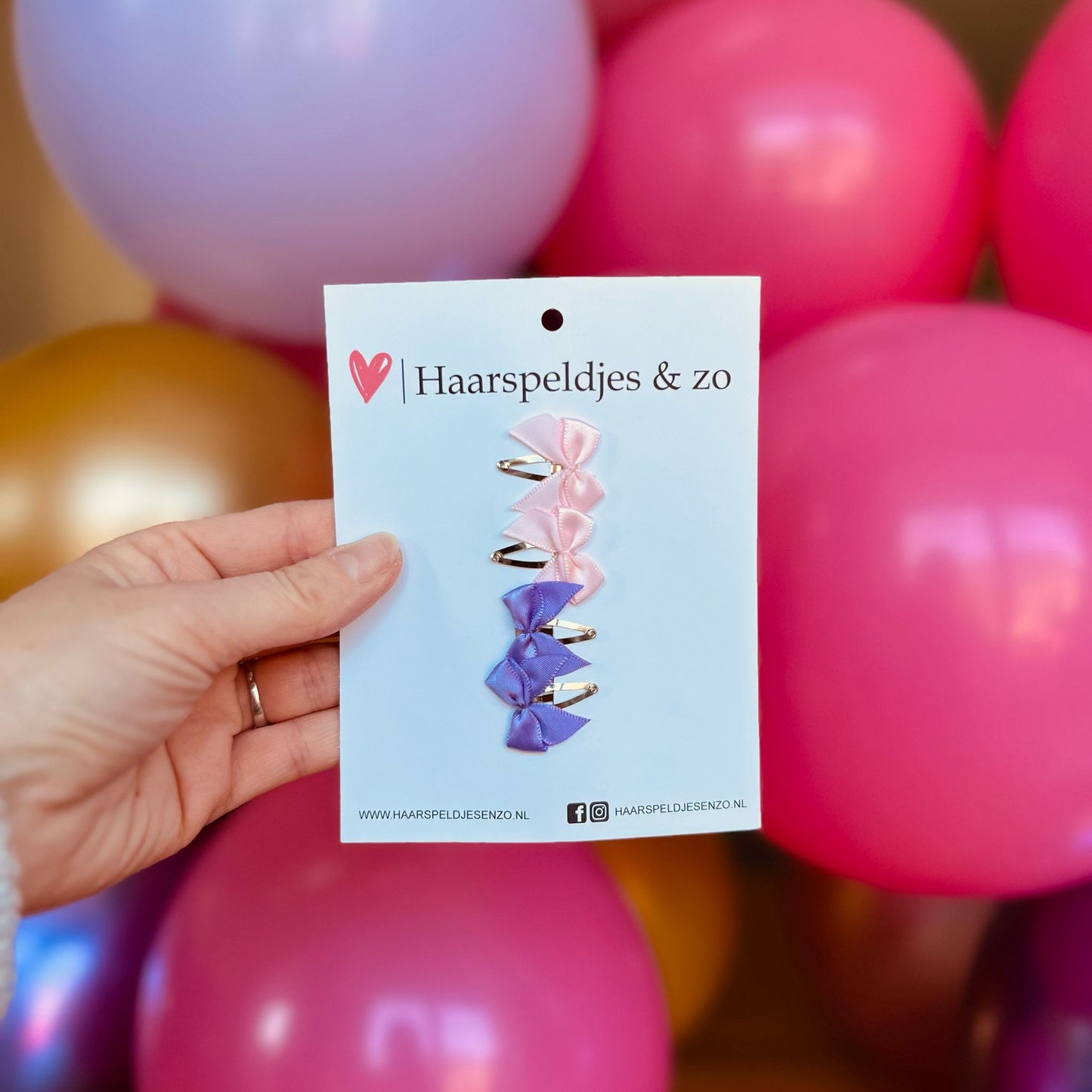 Baby haarspeldjes - mini - 2cm groot - voor de eerste lokjes haar - strikjes - roze en paars