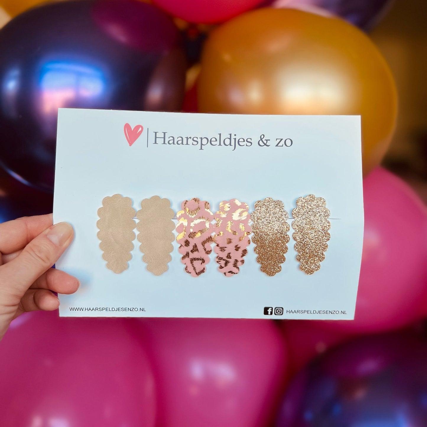 Haarspeldje Liz - golvend - setje - beige - roze - goud - 4 cm speldjes