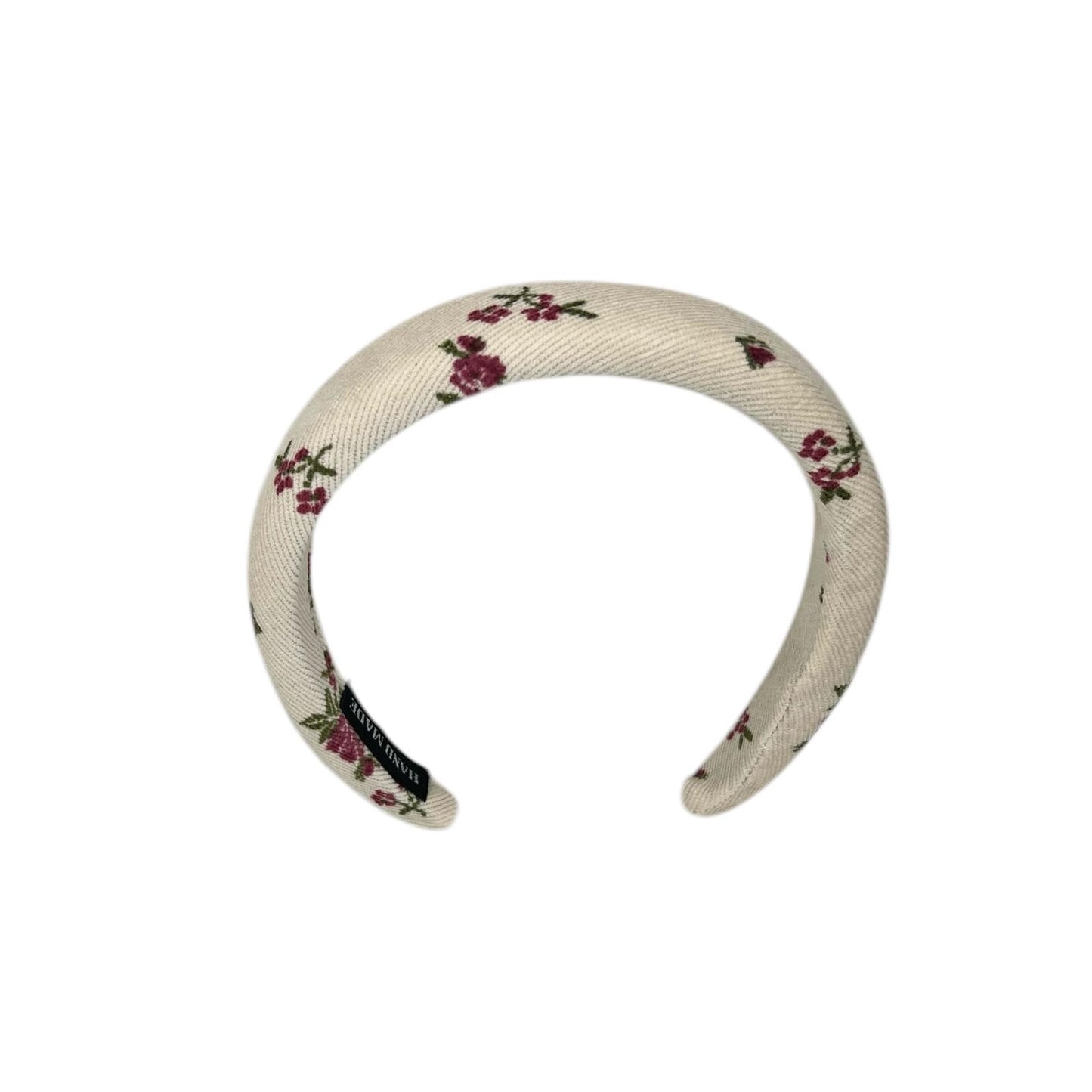 Headband - fabric - retro - flowers - red/beige