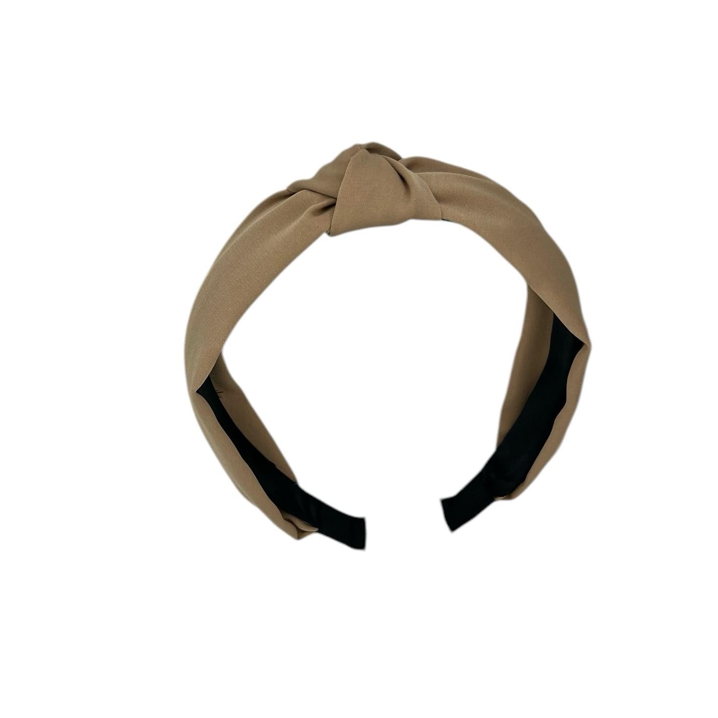 Diadème - tissu - bandeau - avec nœud - marron