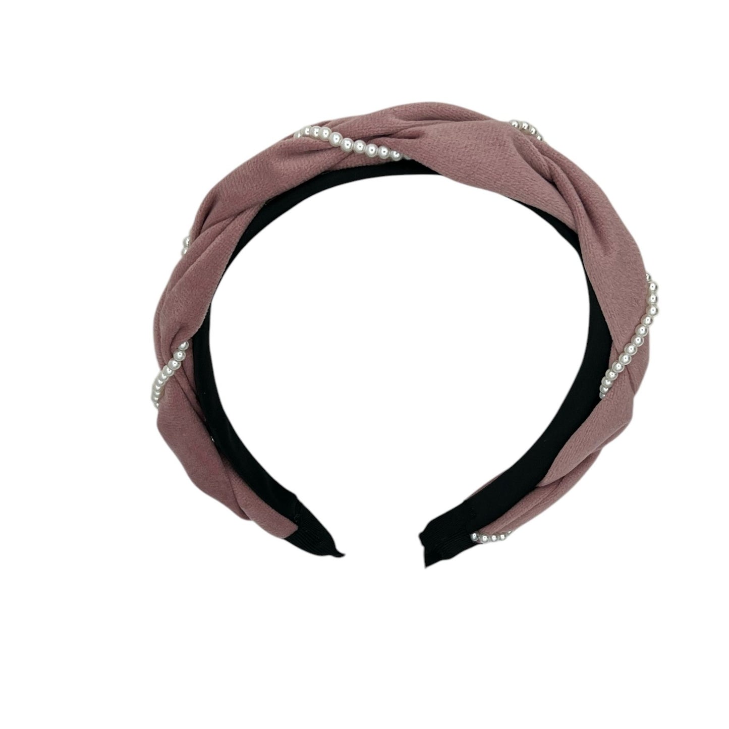 Diadème - bandeau - à la mode - tissu - accessoire capillaire - enfants - adultes - perles - rose - blanc/nacre