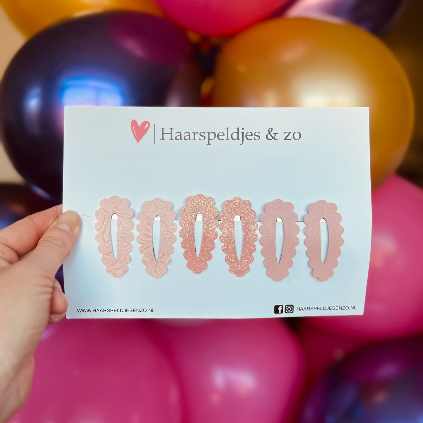Haarspeldje Noor - golvend - open - setje - roze - 5 cm speldjes
