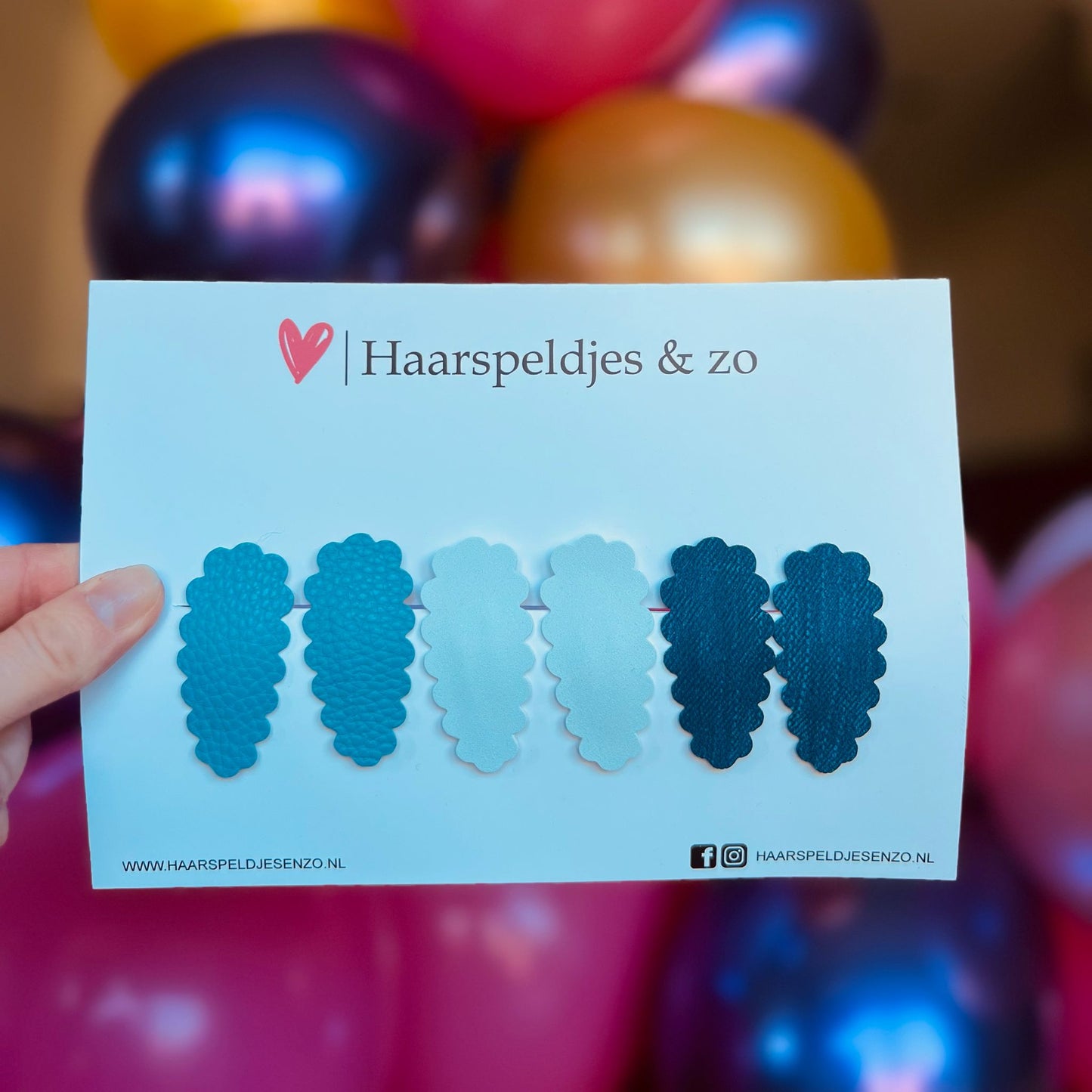Liz hair clip - wavy - set - blue - 3 cm clips