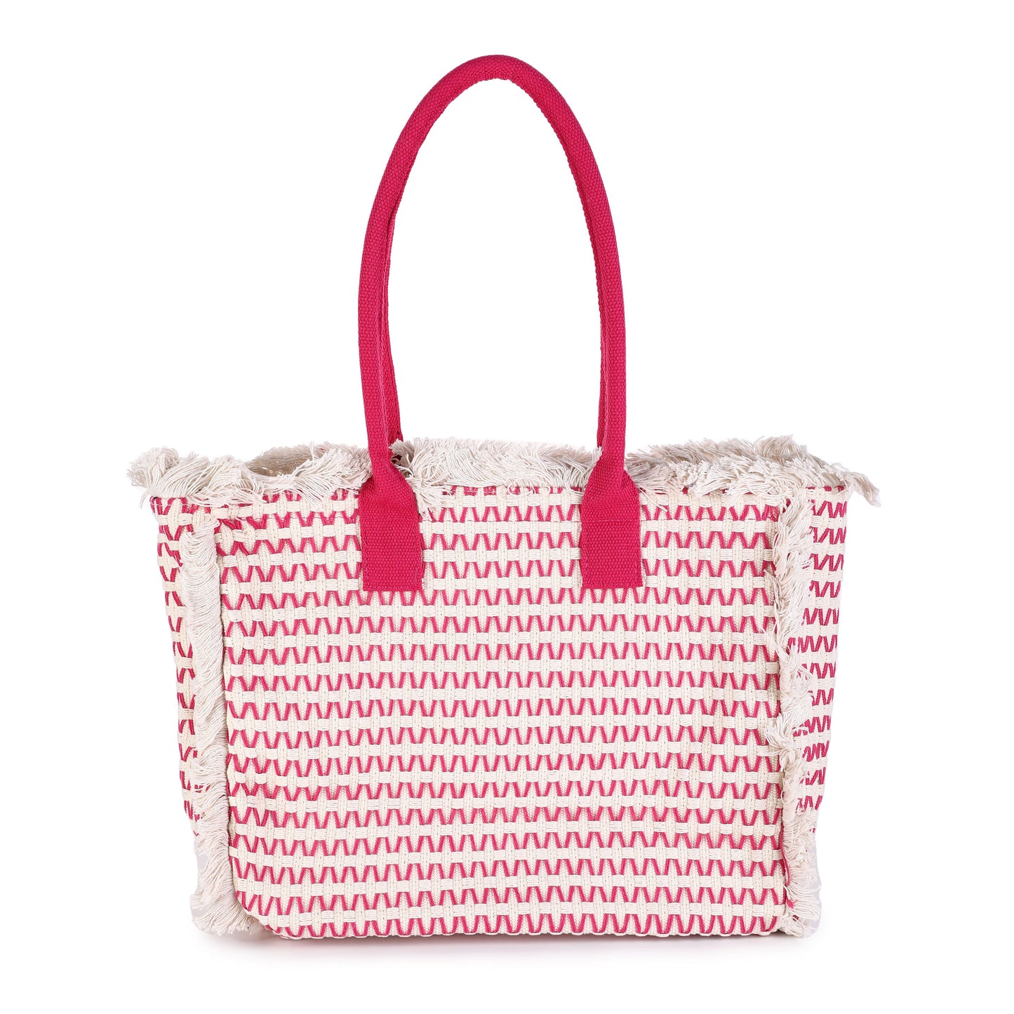 Sac de plage de luxe - double anse - rose - fuchsia