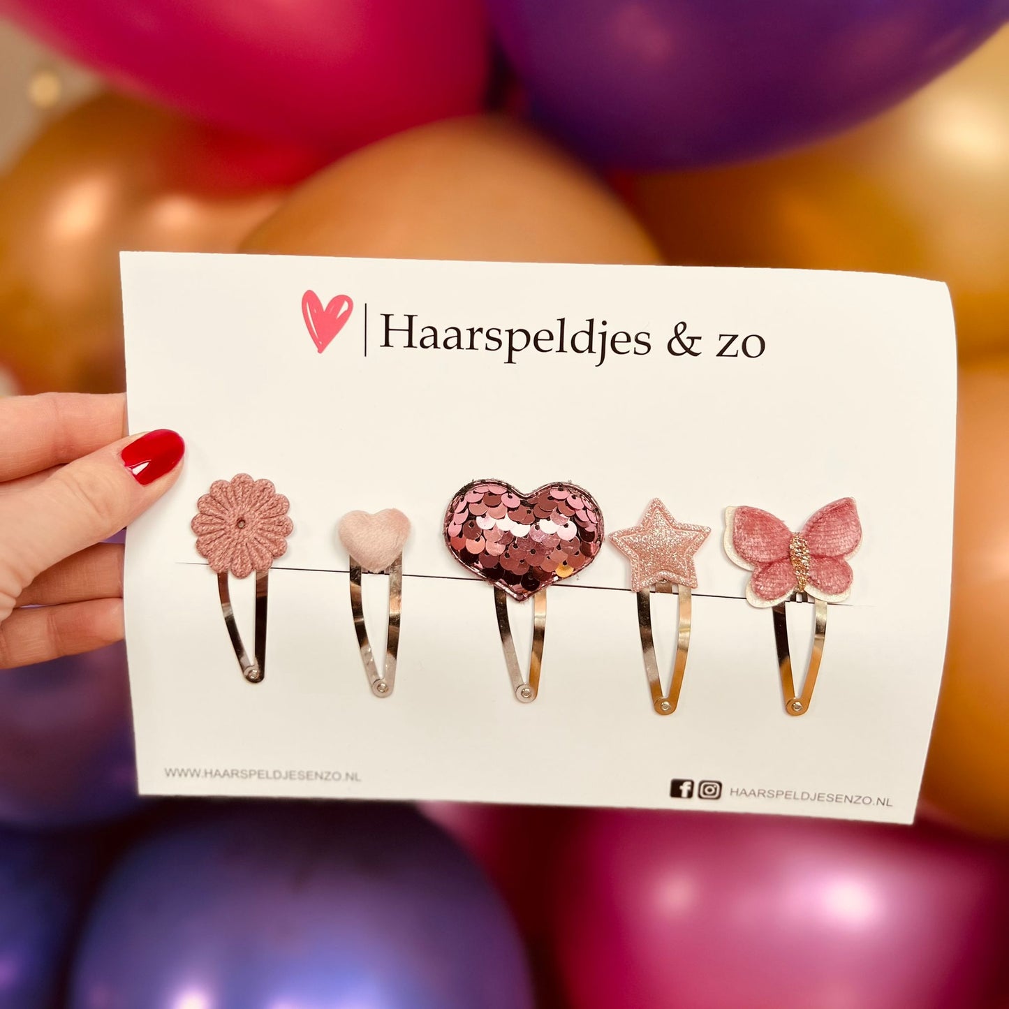 Try-out mix - application - mix of different pins - flowers - 5 cm pins - Christmas - holidays - glitter - shiny - pink