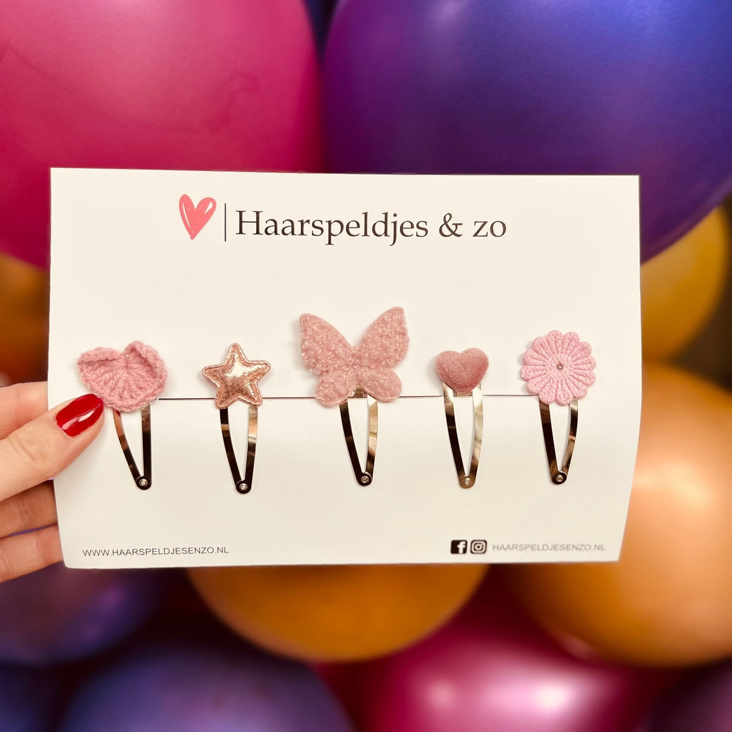 Try-out mix - application - mix of different pins - flowers - 5 cm pins - Christmas - holidays - glitter - shiny - pink