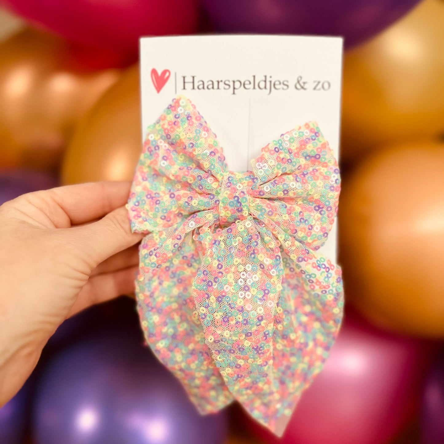 Nœud pour cheveux - paillettes - multicolore - grand - barrette française - Noël - brillant - fêtes