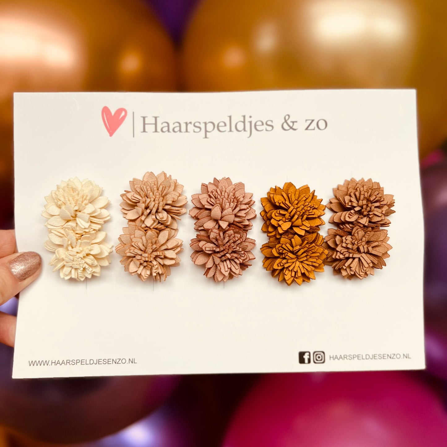 Haarspeldje antislip - baby's - kinderen - meisjes - mix - bloemetjes - bruintinten